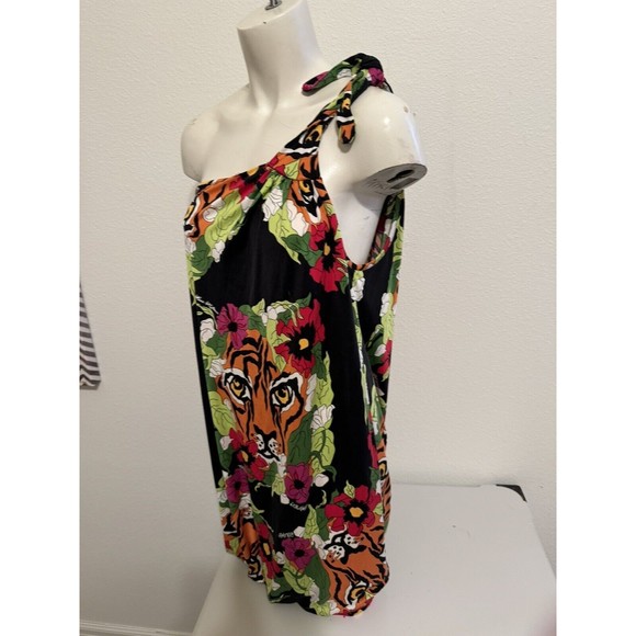 MARA HOFFMAN Tiger Signed One Shoulder Silk Jersey Bubble Tropical Dress… - Picture 1 of 11